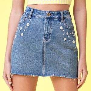 Lottie Moss Embroidered Daisy Jean Skirt